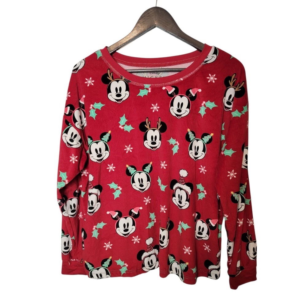 Disney Pajama Top Christmas Minnie Mickey L Large